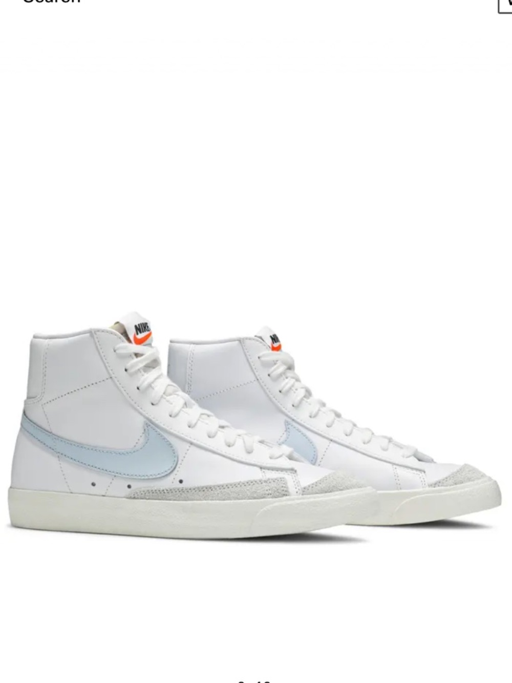 Nike Blazer Mid '77 Vintage - White with Light Blue Swoosh